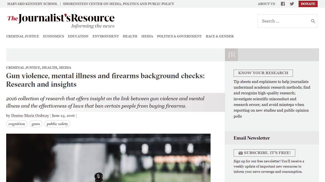 Gun violence, mental illness and firearms background checks: Research ...