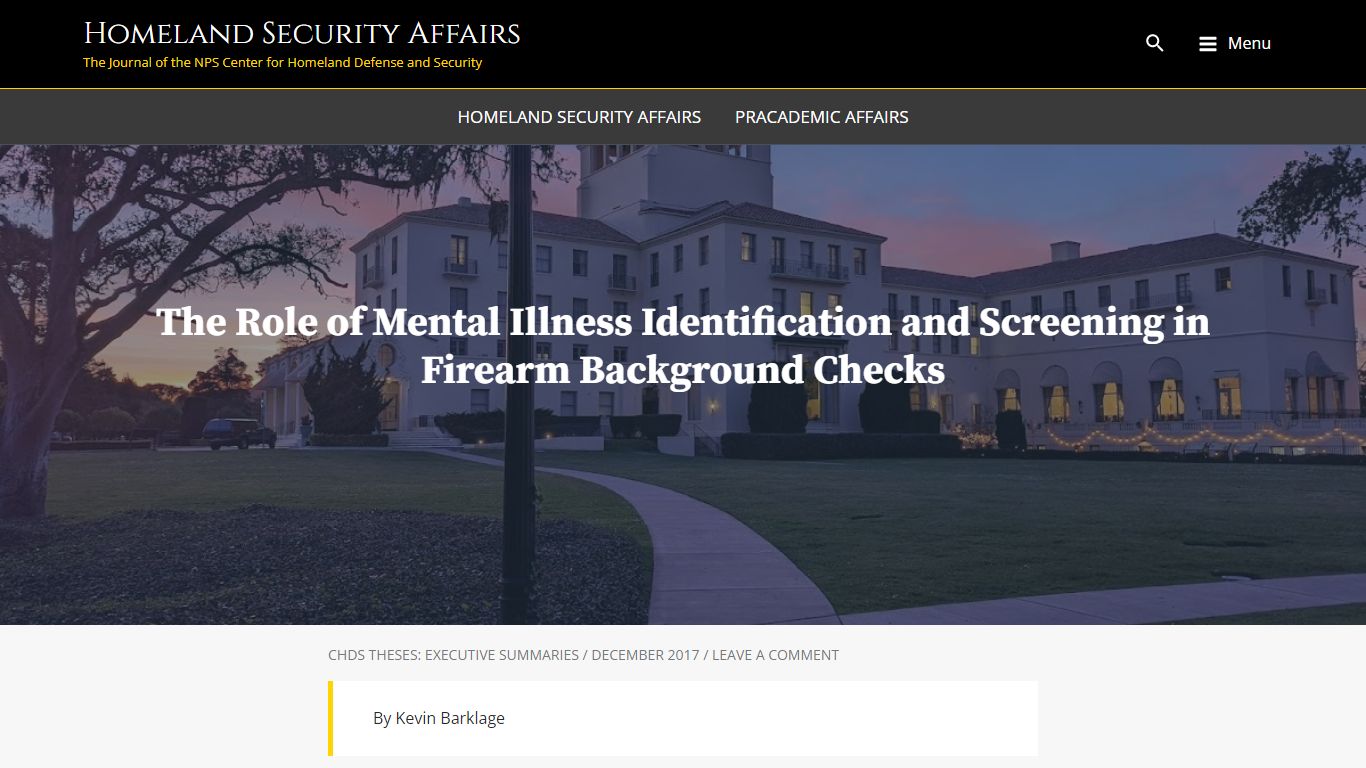 The Role of Mental Illness Identification and Screening in Firearm ...